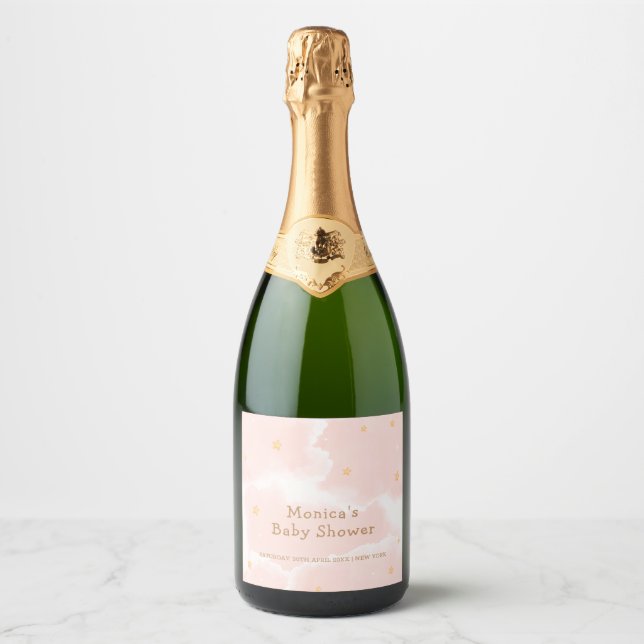Rosa Elegante Cloud Nine Stars Girl Babydusche (Vorderseite)