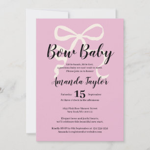 Rosa elegante Coquette Bogen Baby Dusche Einladung