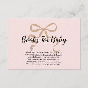 Rosa elegante Coquette Bogen Bücher für Baby Begleitkarte