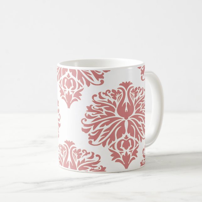 Rosa Elegante Damask Tasse (VorderseiteRechts)