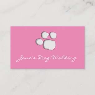 Rosa Elegante Dog Walking Paw Print Business Card Visitenkarte