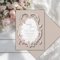 Rosa elegante goldene Rahmen-Baby-Party 