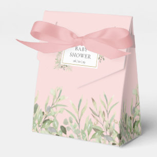 Rosa elegante Grünzeug Blätter Babyparty Geschenkschachtel