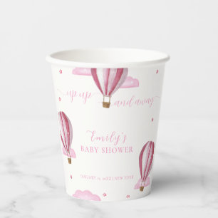 Rosa elegante Heißluftballon Mädchen Baby Shower  Pappbecher