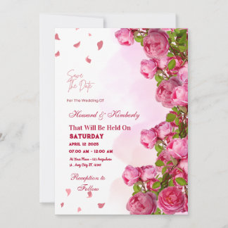 Rosa Elegante Hochzeit - Romantische zeitlose Erin Einladung