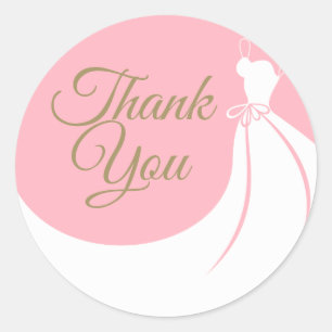 Rosa elegante Hochzeitskleid Brautparty Dankeschön Runder Aufkleber