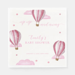 Rosa Elegante Hot Air Ballon Girl Baby Dusche Serviette