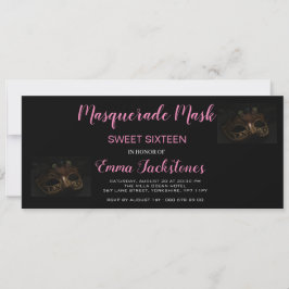Rosa Elegante Masquerade Maske Thema 16 . Geburtst Einladung