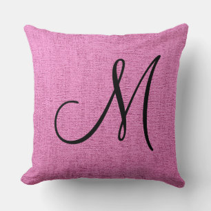 Rosa elegante Monogramm-Leinwand Kissen