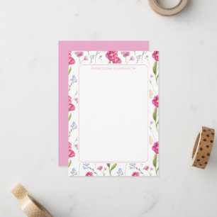 Rosa elegante personalisierte Wasserfarbe floral Mitteilungskarte