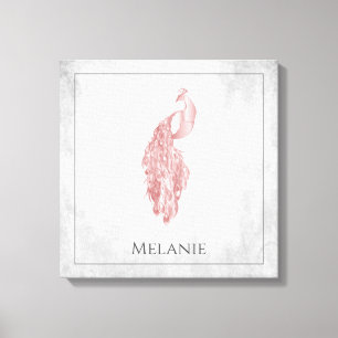 Rosa Elegante Pfau Canvas Print Leinwanddruck