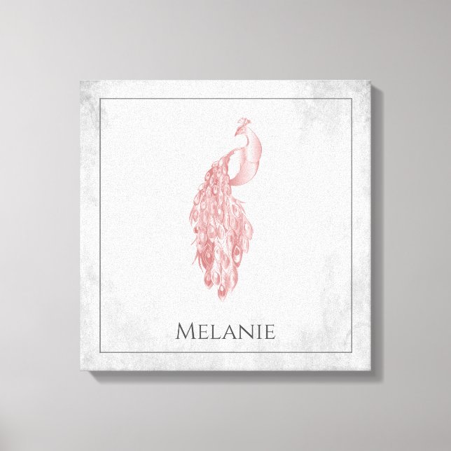 Rosa Elegante Pfau Canvas Print Leinwanddruck (Vorderseite)