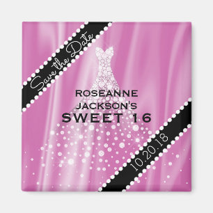 Rosa elegante Satin-Diamanten des Bonbon-16 Save Magnet