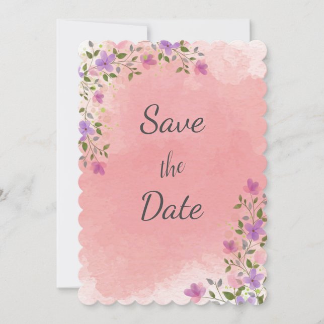 Rosa Elegante Save The Date (Vorderseite)