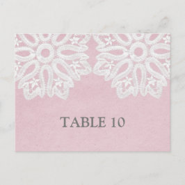 Rosa Elegante Spitzen Tischnummer Postkarte
