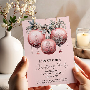 Rosa elegante Vintage-Glamour-Weihnachtsfeier Einladung