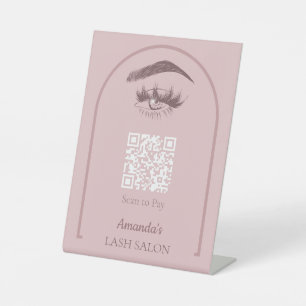 Rosa Eleganter Arc Beauty Salon QR Code Sockelschild