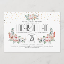 Rosa | Eleganter Blumengarten Hochzeit Einladung