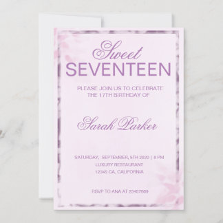 Rosa Eleganter Chic Sweet 17 Einladung