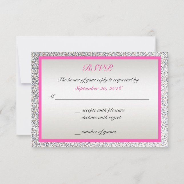 Rosa - Eleganter Glitzer Wedding RSVP (Vorderseite)