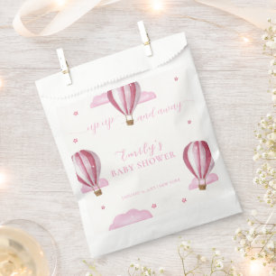 Rosa eleganter Heißluftballon Mädchen Baby Shower  Geschenktütchen