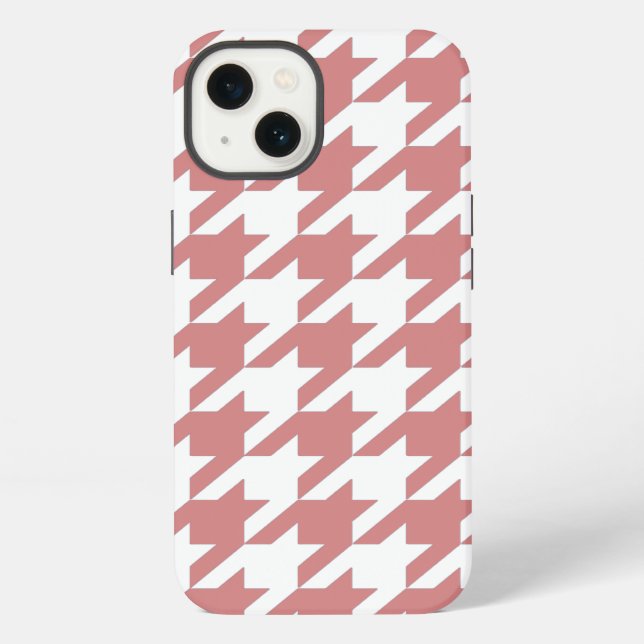 Rosa eleganter Houndstooth iPhone Hülle (Rückseite)