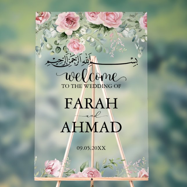 Rosa eleganter islamischer Hochzeitstil Acrylschild (Neutral)