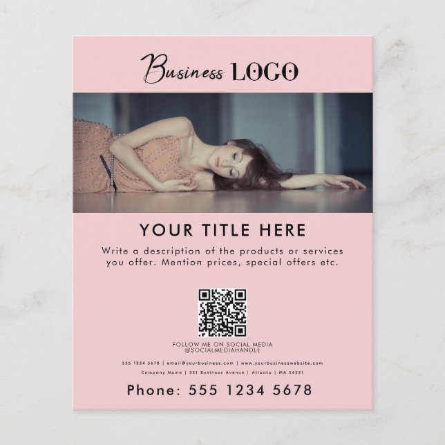 Rosa elegantes Business Promotions-Foto Flyer (Vorne)