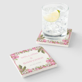 Rosa elegantes florales Design für Getränkeunterse Steinuntersetzer