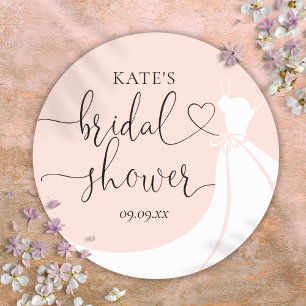 Rosa elegantes Hochzeitskleid Brautparty Runder Aufkleber