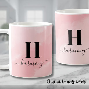 Rosa Elegantes Mädchen-Monogramm Kaffeetasse