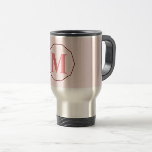 Rosa, elegantes Monogramm personalisiert Reisebecher