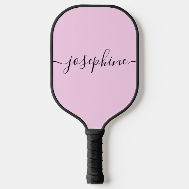 Rosa Elegantes Skript Personalisiert Pickleball Schläger (Vorderseite)
