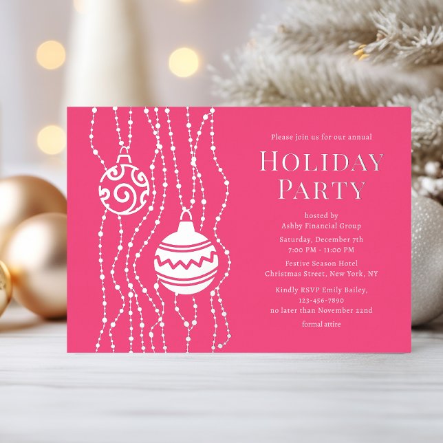 Rosa Elegantes Weihnachts-Party Corporate Holiday Folieneinladung (Von Creator hochgeladen)