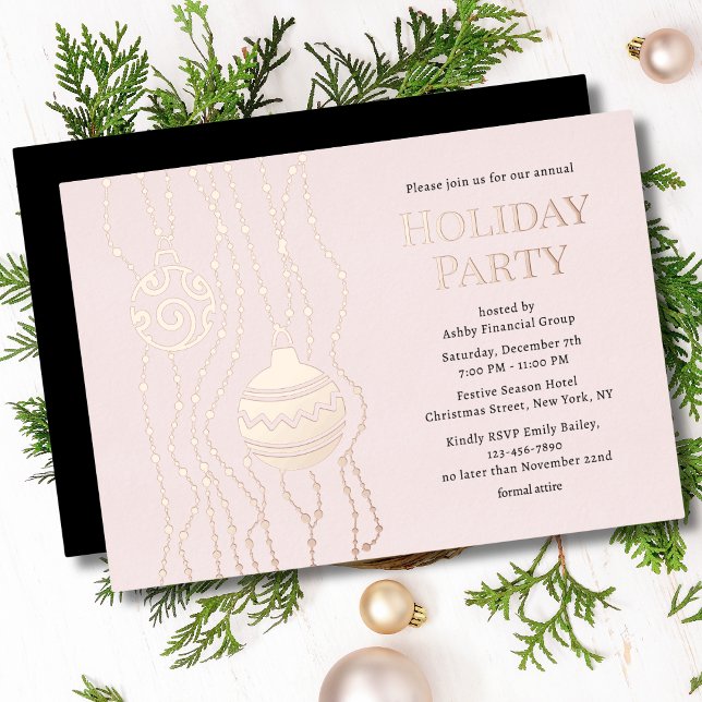 Rosa Elegantes Weihnachts-Party Corporate Holiday Folieneinladung (Von Creator hochgeladen)