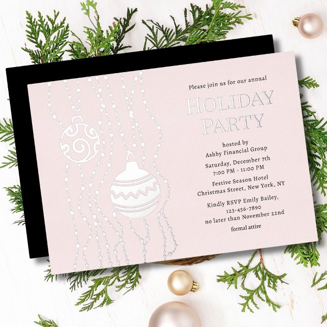 Rosa Elegantes Weihnachts-Party Corporate Holiday Folieneinladung (Von Creator hochgeladen)