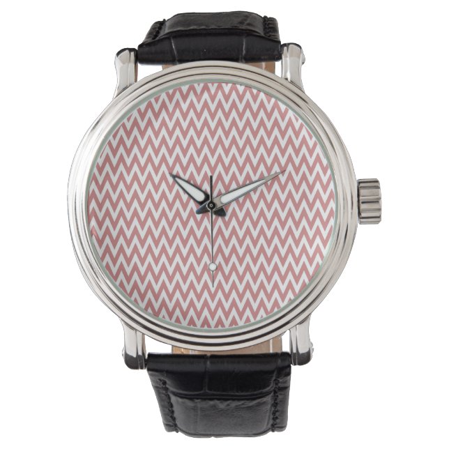 Rosa Elegantes Zickzack Design Armbanduhr (Vorderseite)