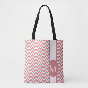 Rosa Elegantes Zickzack Design mit Monogramm Tasche