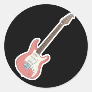rosa elektrische Gitarre Runder Aufkleber
