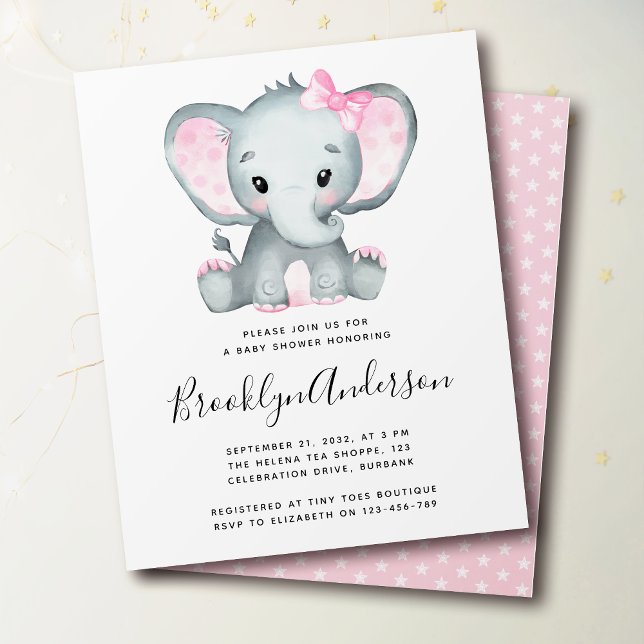 Rosa Elephant Baby Dusche Einladung (Von Creator hochgeladen)