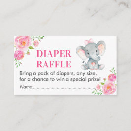 Rosa Elephant Diaper Raffle Ticket Girl Dusche Begleitkarte