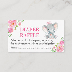 Rosa Elephant Diaper Raffle Ticket Girl Dusche Begleitkarte