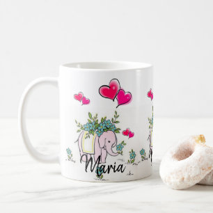 Rosa Elephant Rosa Herz Tasse