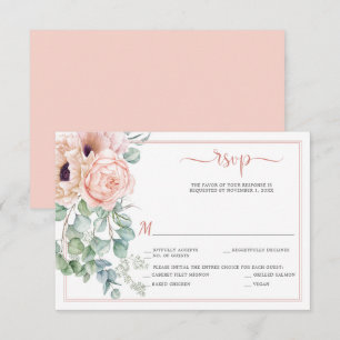 Rosa Elfenbein Florale Wasserfarben RSVP Karte