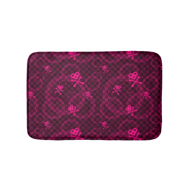 Rosa Emo Muster mit Kreisen Badematte (Vorderseite)