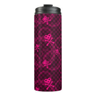 Rosa Emo Muster mit Kreisen Thermosbecher