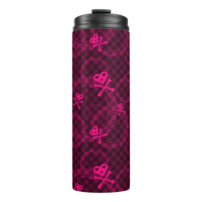Rosa Emo Muster mit Kreisen Thermosbecher (Vorderseite)