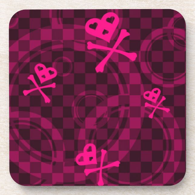 Rosa Emo Muster mit Kreisen Untersetzer (Vorderseite)