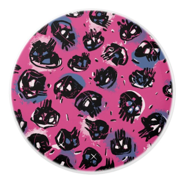 Rosa,emo,scull,Zuhause & Living, Zuhause Décor , Z Keramikknauf (Vorderseite)