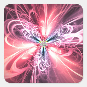 Rosa Energie-Schmetterlings-Fraktal-Kunst Quadratischer Aufkleber